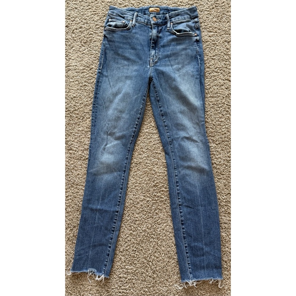 MOTHER High Waisted Looker Ankle Fray Stretch Jeans Size 26 walking on coals fit